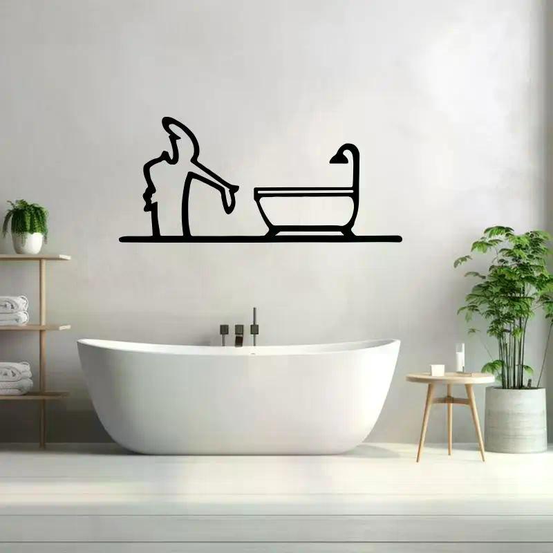 2D Flat Metal Self-Adhesive WC Sign Metal Wall Decor Wrought Iron Sign Home Interior Door Frame Art Hanging Painting Room Decor