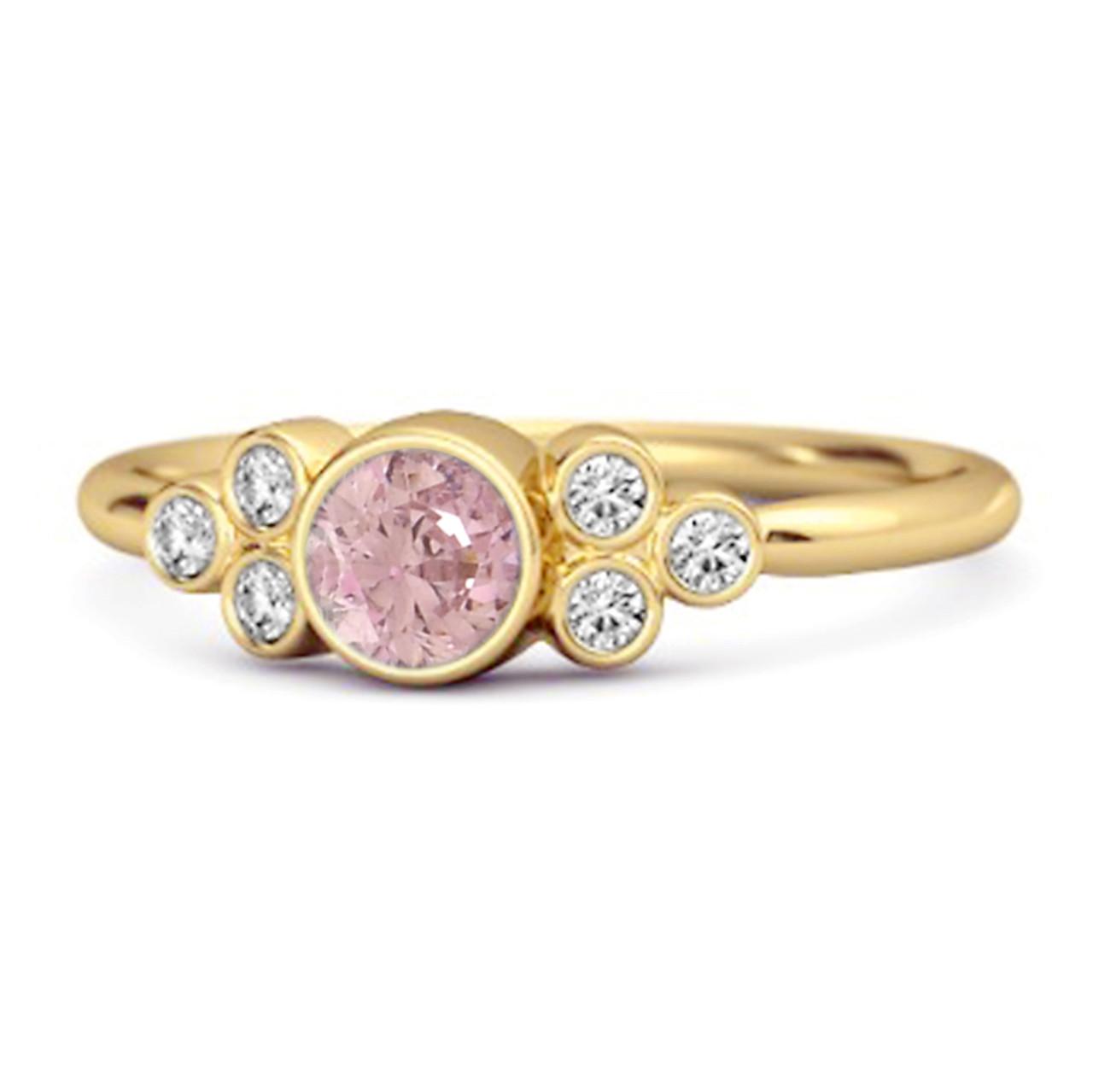 

Bezel Set Pink Zirconia 925 Sterling Silver Gold Vermeil Boho Women Wedding Ring 11.5 золотий/жовтий