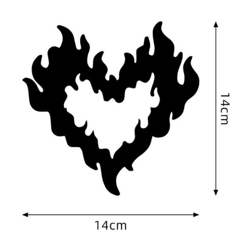 Flame Heart Car Stickers With Waterproof Sun Resistant Perfect For Car Window Laptop Wall Decoration