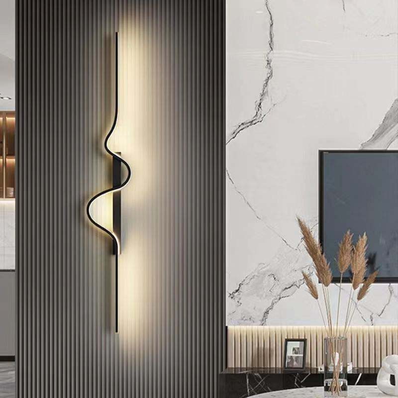 Creative Minimalist Long Strip Light Living Room Sofa Background Wall Light Bedroom Bedside Wave-shaped Decorative Light