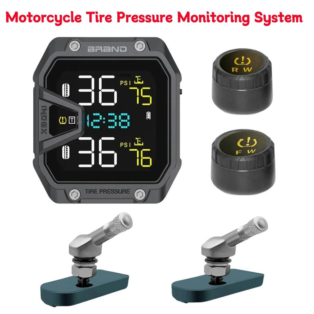 Motocyklový TPMS systém monitorování tlaku v pneumatikách se 2 senzory Motocyklový systém alarmu pro monitorování tlaku v pneumatikách IP65 Vodotěsný