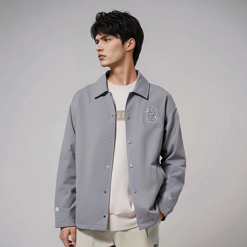 New Era FW24 Blue And White Porcelain Series MLB New York Yankees Loose Embroidered Logo Button Long Sleeve Jacket Unisex Jacket Light-Gray 14385264