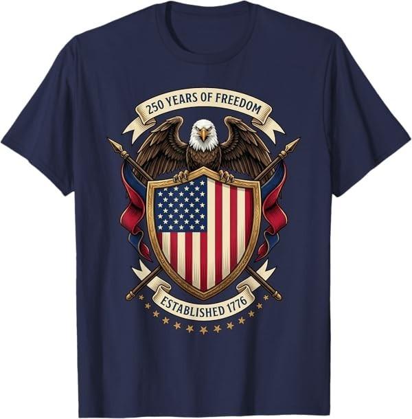 250th Anniversary USA 1776-2026 Patriotic American 4th July T-Shirt S