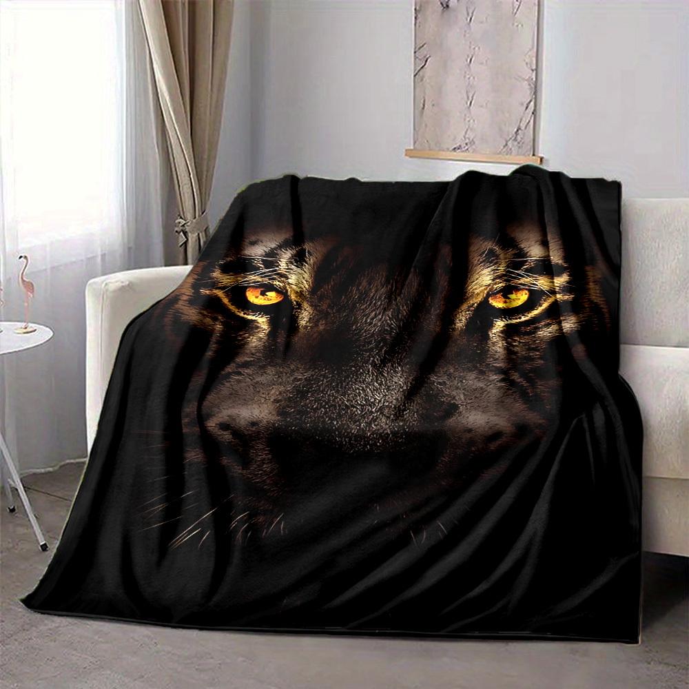 1pc Tiger Print Soft & Warm Polyester Knit Blanket, Digital Printed, All-Season Throw for Napping, Traveling, Sofa yy250906014