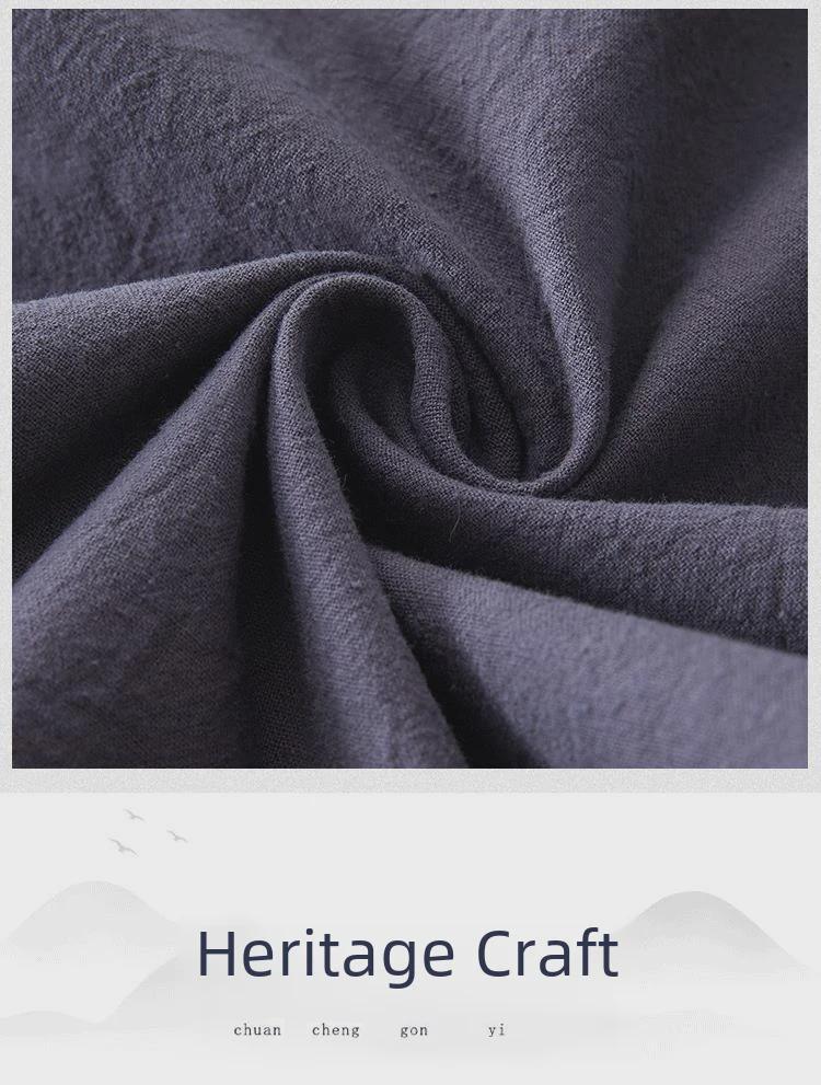 Men's Retro Chinese Style Linen Shirt, Long Sleeve, Button-Up, Stand Collar Tang Suit