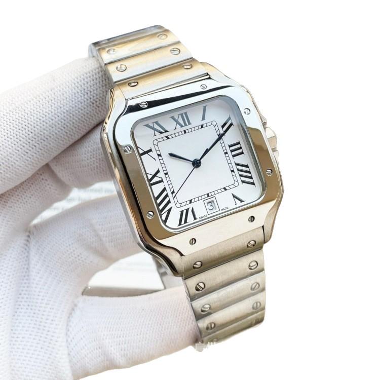 Автоматические механические часы Santos Little Leopard Dumont Blue Men s White Steel Black Dial