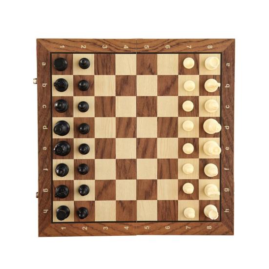 2-In-1 Magnetic Chess Game Wooden Foldable Chess Board Pieces Storage Box Portable Kids Adults Classic Strategy Chess Game