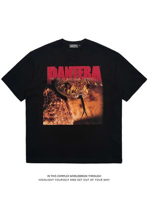 Pantera Panther Pandora Snake Torrent Heavy Metal Short Sleeve T-shirt Rock Heavy Breathable American Personality Half Sleeve