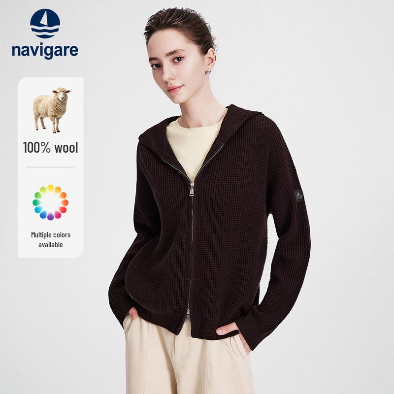 Navigare Women's Pure Wool Hooded Casual Jacket
