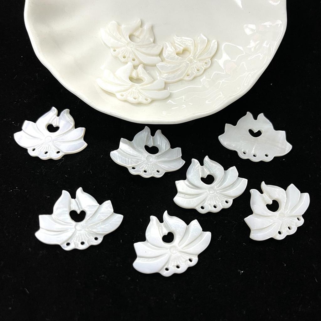 5Pcs, Women Natural Shell Loose Beads With Hole, Handmade Lotus Shape Beads for Jewelry Making DIY Necklace Brooch Accessories