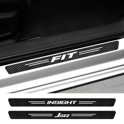 4PCS Car Door Sill Stickers For Honda FIT IGHT JAZZ MUGEN RR SI TYPE S TYPE R VTI Auto Accessories Carbon Fiber Decals