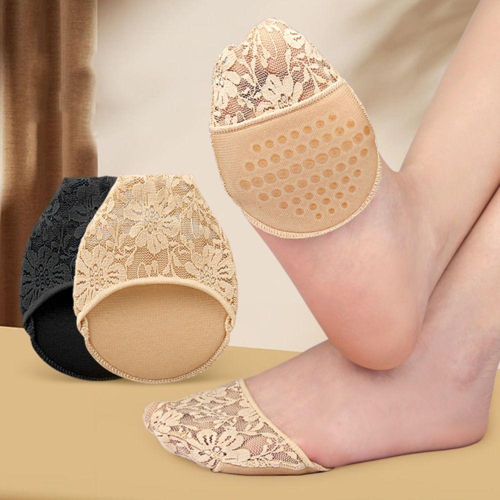 Non-Slip Lace Forefoot Pads Silicone Forefoot Socks Invisible High Heels Half Insoles