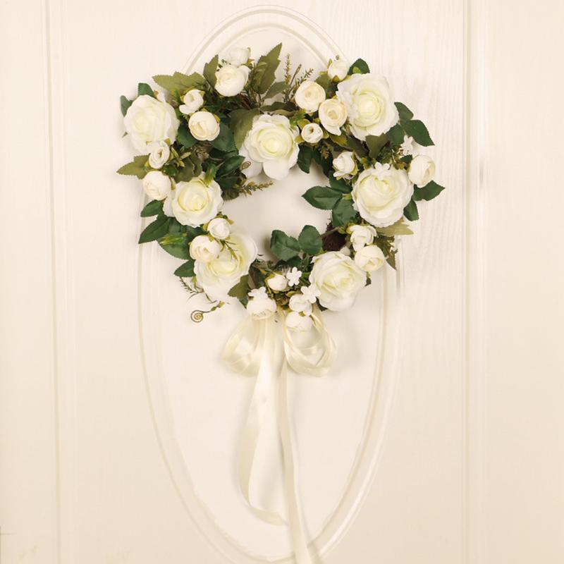Valentine Rose Wreath Spring Wreath Valentine Wreath 15.7 Inch Floral Wreath With Rose Front Door Sign Door Wreath Artificial