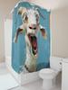Goat Pattern Waterproof Mold-Proof Shower Curtain Creative Bathroom Curtain Unique Design Stylish Home Decor Complimentary Hook