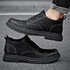 Classic Autumn Winter Casual Leather Men Boots Brogue Lace Up Anti Slip Soles Daily Outdoor Walking Shoes For Man