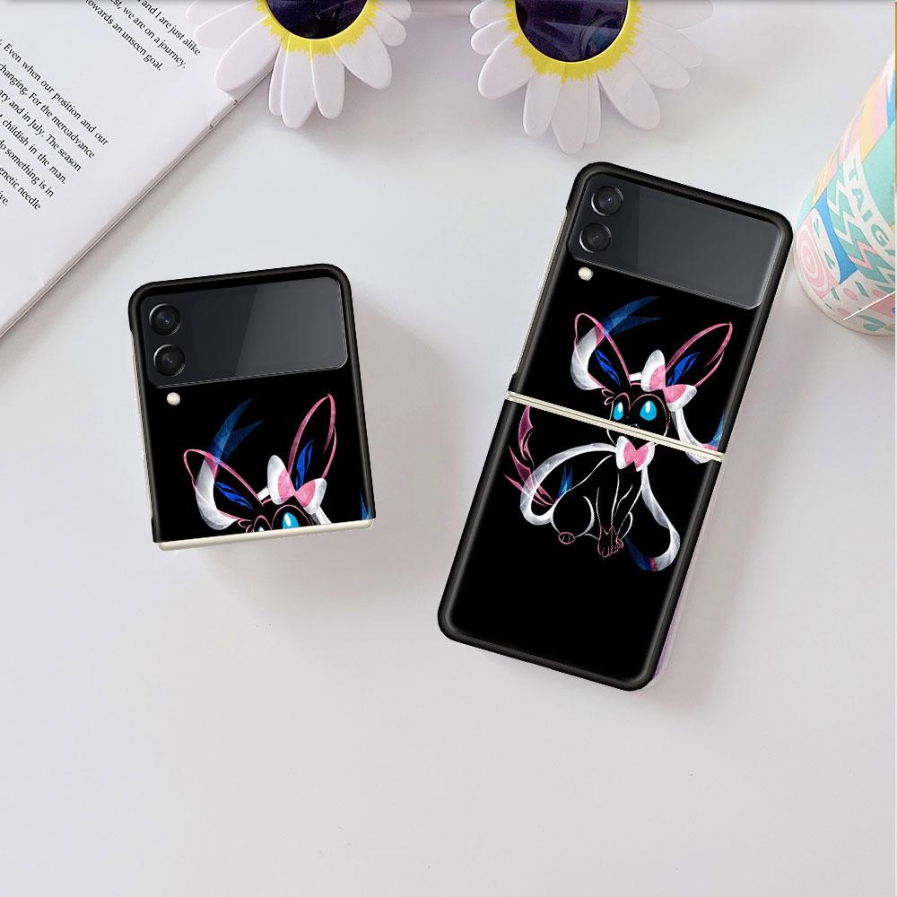 Anime Pokemon Japan Cell Case For Samsung Galaxy Z Flip 3 4 5G Fashion Z Flip3 Luxury Black Hard Back Phone Coque Cover