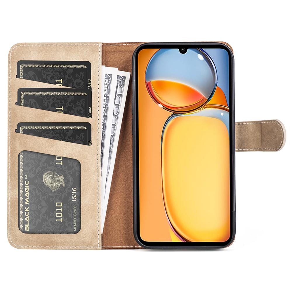 

For Xiaomi Redmi 13C 4G/Poco C65 4G Case Color Splicing Wallet Leather Cover Yellow