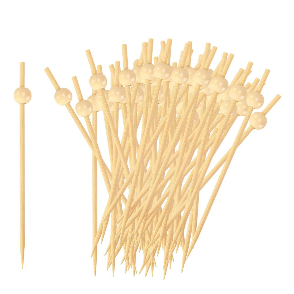 200x Bamboo Cocktail Picks Toothpick Party Favor Bamboo Fruit Sticks Skewers for Holiday Christmas Sandwich Birthday Kitchen
