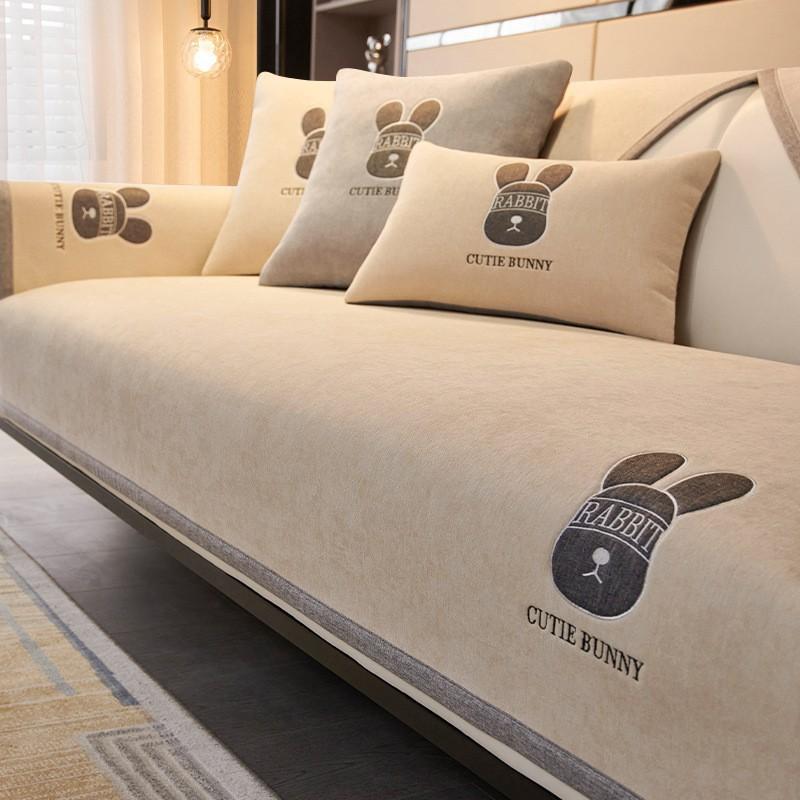 Cuscino per divano in ciniglia di lusso leggero, cuscino per sedile universale per tutte le stagioni, nuovo stile, copridivano in pelle antiscivolo, asciugamano in stoffa