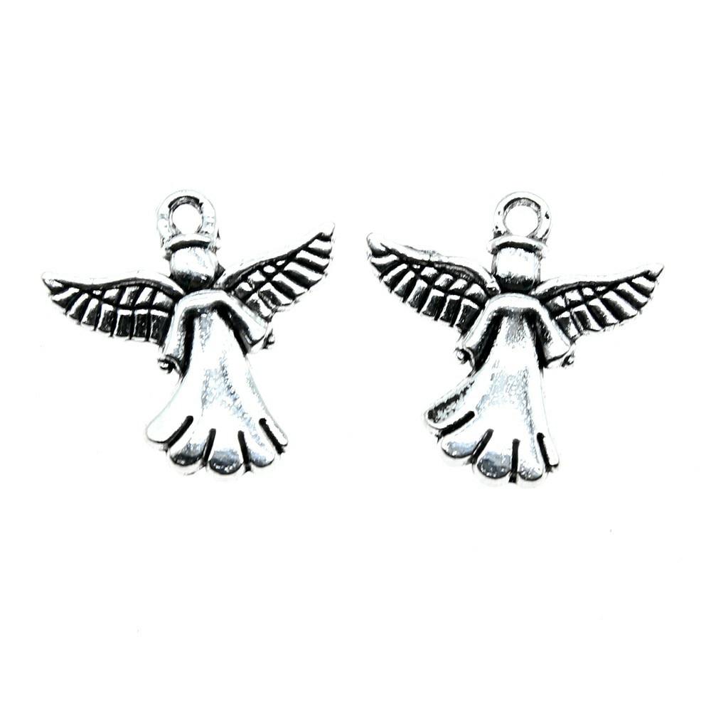 

10 шт., подвески в виде ангела, поделки для взрослых, цвет антикварного серебра, бренд: WYISYWG 20x20 мм