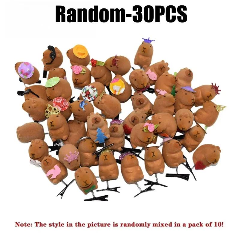 10-100PCS Kawaii Hair Clip Fashion Children Bow 3D Capybara Animal Plush Hairpin Funny Style Duckbill Clips Headdress Gifts