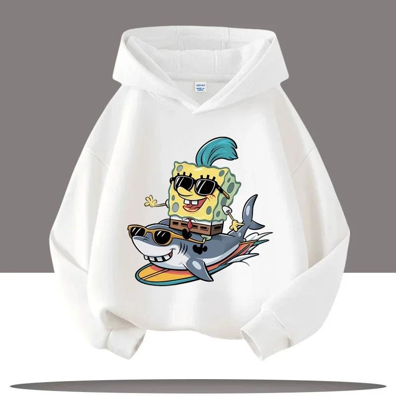 Podzim Zima Spongebob v kalhotách Tištěné Mikiny Ležérní Teplé Sportovní Dlouhý Rukáv Dětské Chlapecké a Dívčí Dětské Unisex Mikiny s Kapucí