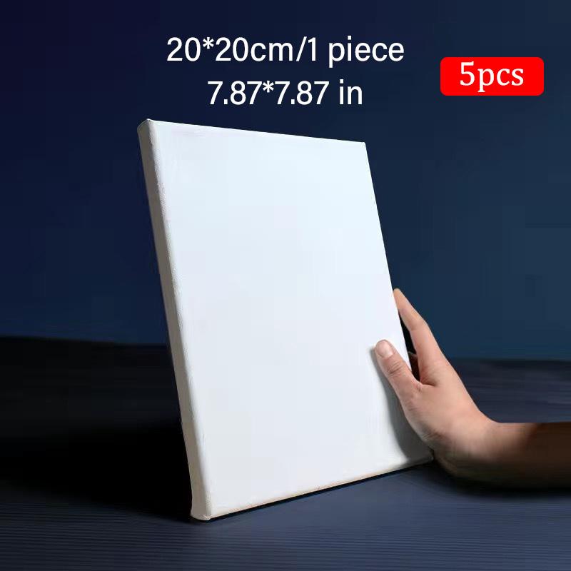 5pcs White Blank Square Artist Canvas Wooden Board Frame Cotton Artist Canvas Boards for Oil Painting Acrylic Watercolor