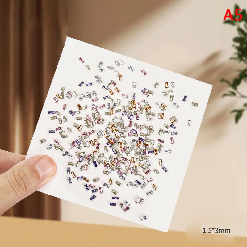 50Pcs Mini Shaped  Diamond Nail Decorations Flat Bottomed  Mixed Color Glass Gemstone Diy Manicure Accessory