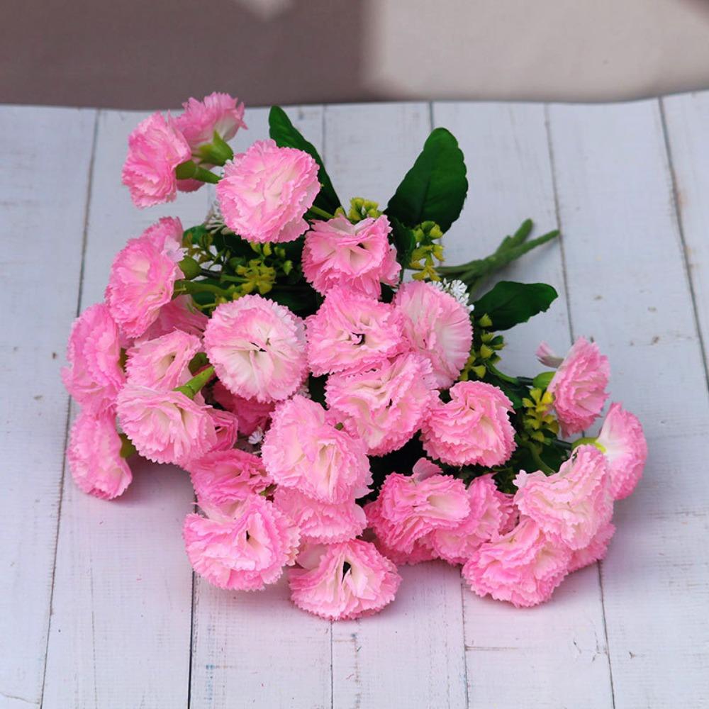 New 12 Heads Artificial Flowers Silk 6 Colors Small Carnation Wedding Arch Decor Carnation