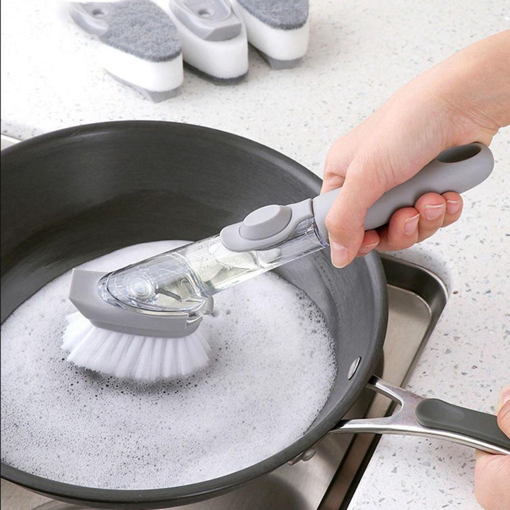 Kitchen Dishwashing Refillable Multifunctional Sponge Dish Scrubber Brush Scrub Cleaner