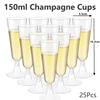 25 шт 150 мл одноразові келихи Келихи для ігристого шампанського Пластикові фужери для шампанського Прозорі келихи для тостів для весіль вечірок