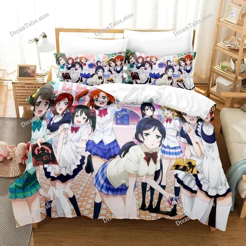 3D Cartoons LoveLive! School Idol Project Bedding Sets Duvet Cover Set with Pillowcase Twin Full Queen King Bedclothes Bed