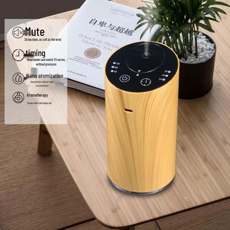 Wood Grain Aroma Diffuser: Long-Lasting Mist for Office, Car, or Bathroom Freshening.