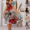JPNTKY Moda Estiva Primaverile Manica Corta Scollo a V Abiti Casual