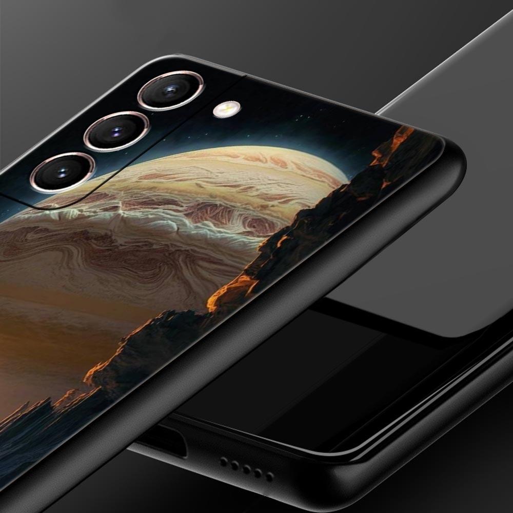 Moon Galaxy Universe Phone Case For Samsung Galaxy S26 Ultra S25 Plus S24 FE S23 S22 5G S21 S20 Cover Black Soft