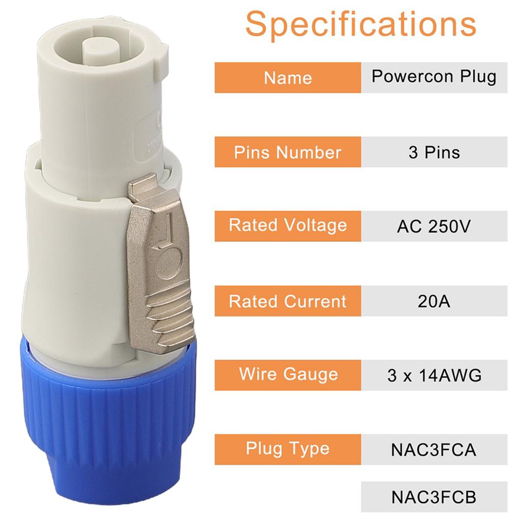 10PCS 3-Pin Power Con Connector Male Speaker Plug 3-Pin Chassis Adapter Male Power Connector 20A 250V AC Power Plug