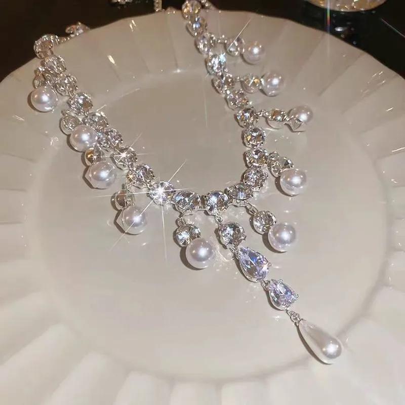 1 Piece Summer Sweet Women Choker Collarbone Chain  Pearl Fringe Necklace Luxury Minimalist Accessories