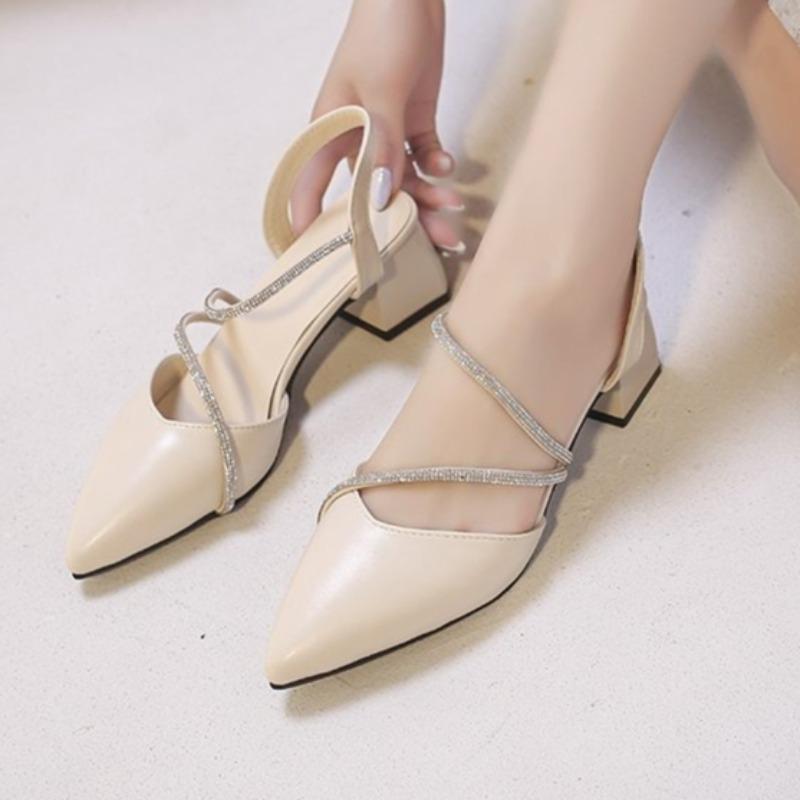 Ladies Baotou Sandals 2026 Summer New Coarse Heel Shoes Diamond Fairy Versatile Skirt Sandals Elegant Fashion Women's Shoes