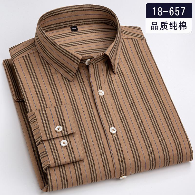 100% Pure Cotton 8XL 7XL Casual Slim Fit Shirt Men Longsleeve Shirt for Men Dad Loose Plaid Shirt Plus Size Button Up Shirt