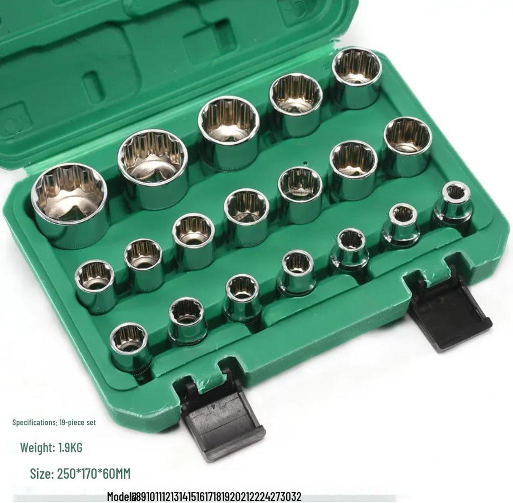 Zestaw nasadek Torx Dafei: 12-punktowe, Rozmiary 8-19, 22-27, 30-36, Gniazdo 12,5 mm, Narzędzia do naprawy samochodów 1/2".