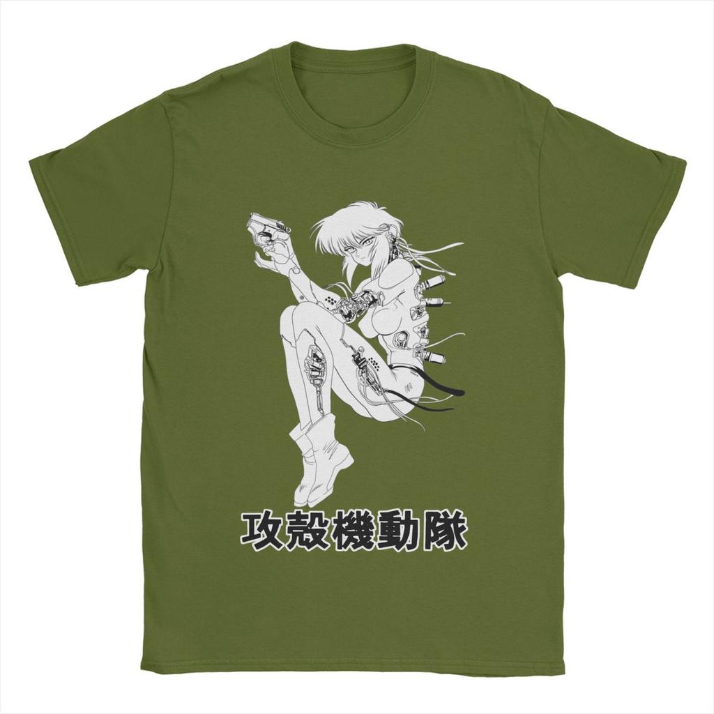 Novelty Motoko Ghost In The Shell T-Shirt Men Round Collar Pure Cotton T Shirts Anime Manga Tees New Arrival Clothes