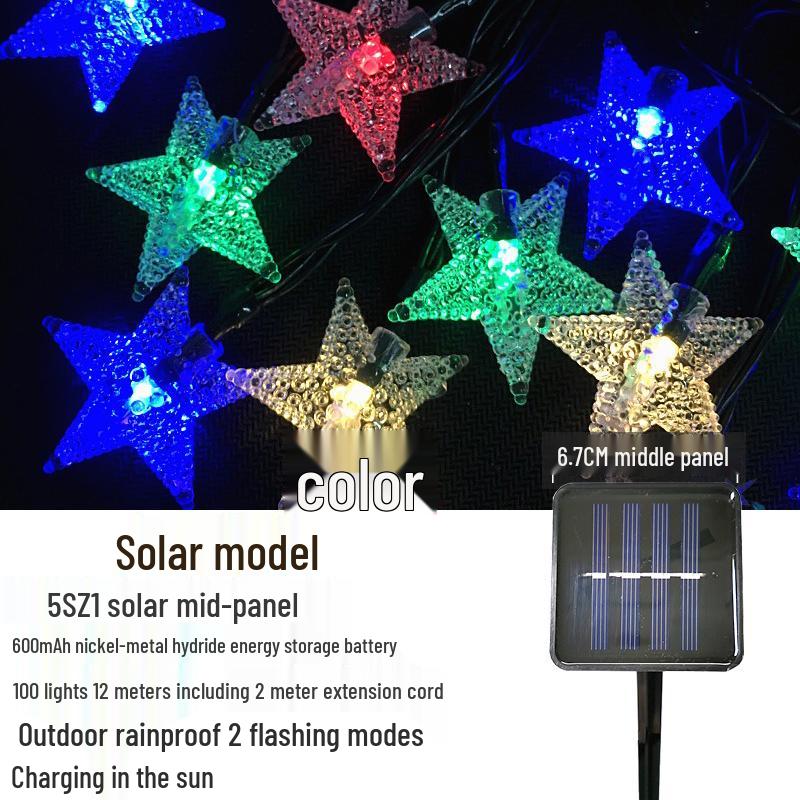 Outdoor Waterproof Twinkling Star Solar String Lights for Garden & Balcony Decoration - Holiday & New Year Lighting