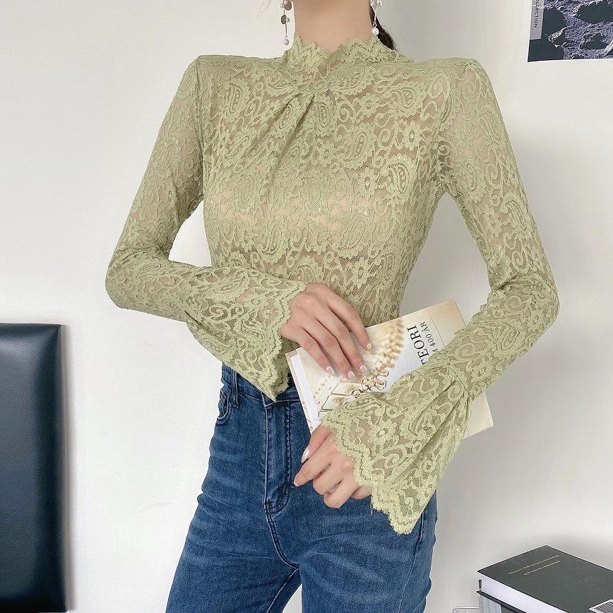 Women's Printed Stand-up Collar Ramie Shirt Top