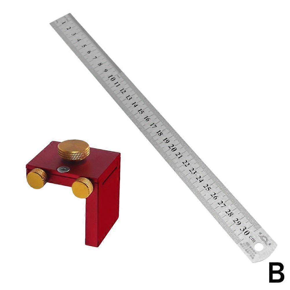 Woodworking Marker Ruler Steel Ruler Marking Positioning Block T-Shaped Ruler Stop Tool DIY Woodworking Measurement Positioning Tool