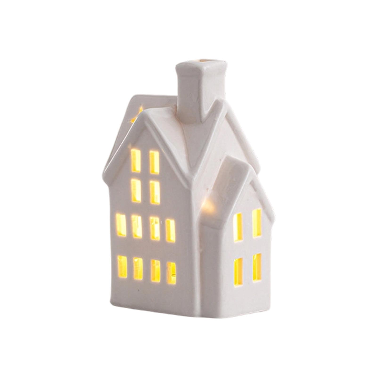 

Керамические украшения Светящийся Рождественский домик Домик Европейский стиль Полый Настольное украшение Ночник Атмосферный свет One Size