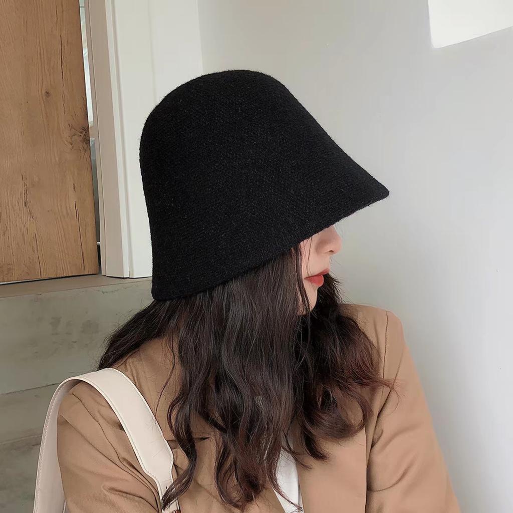 Hat Women's Winter New Bucket Hat Autumn and Winter Plain Face Small Bucket Hat Solid Color Warm Basin Hat Tide