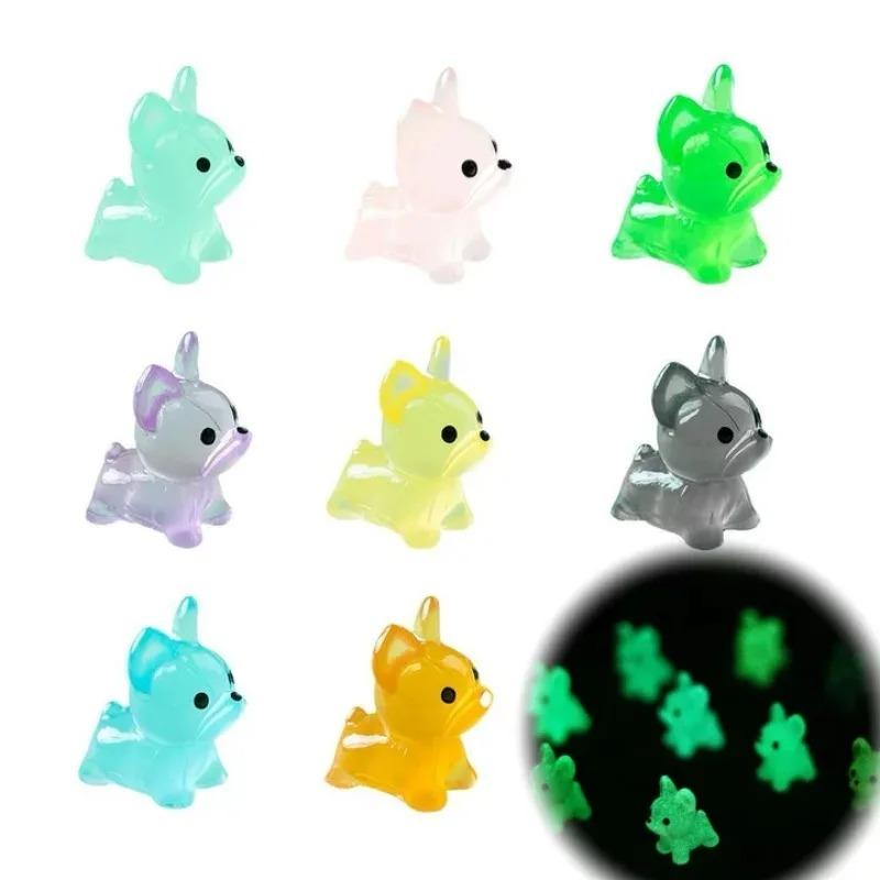 Mini Fluorescent Animals Resin Transparent Garden Balcony Sculpture Decoration Potted Miniature Landscape Christmas Decorations
