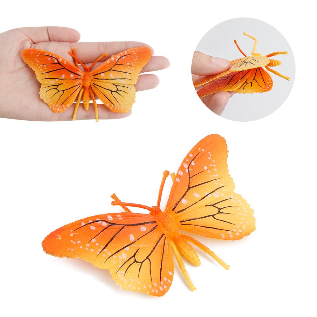 Children'S Cognitive Simulation Animal Insect Model Soft Rubber Color Butterfly Set Static Ornament Toy Direct Supply
