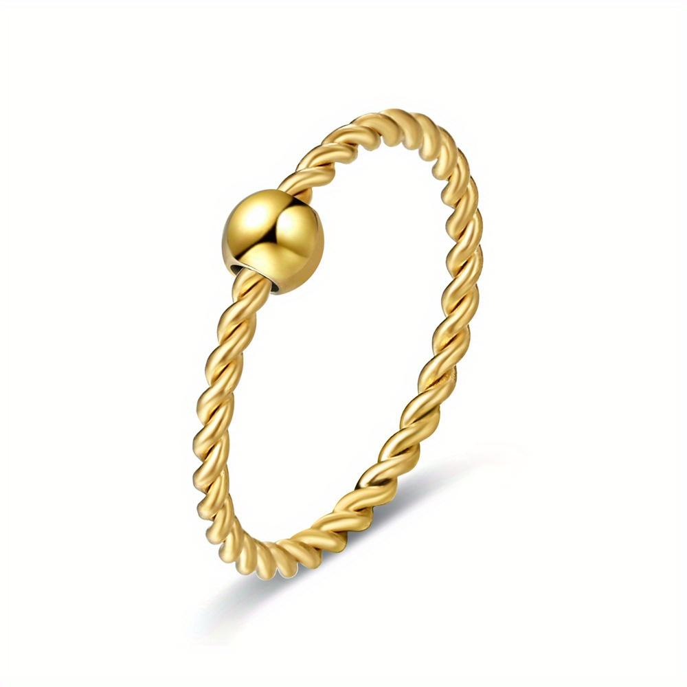 

1 шт. Модное кольцо из титановой стали, Очень тонкий дизайн с плетением из пеньковой веревки, Для повседневной носки | В качестве подарка 10 золотой