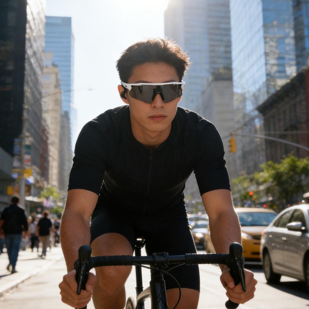 Smart Sports Glasses Stylish Wind Proof Cycling Glasses with Grey Lenses for Music Calls